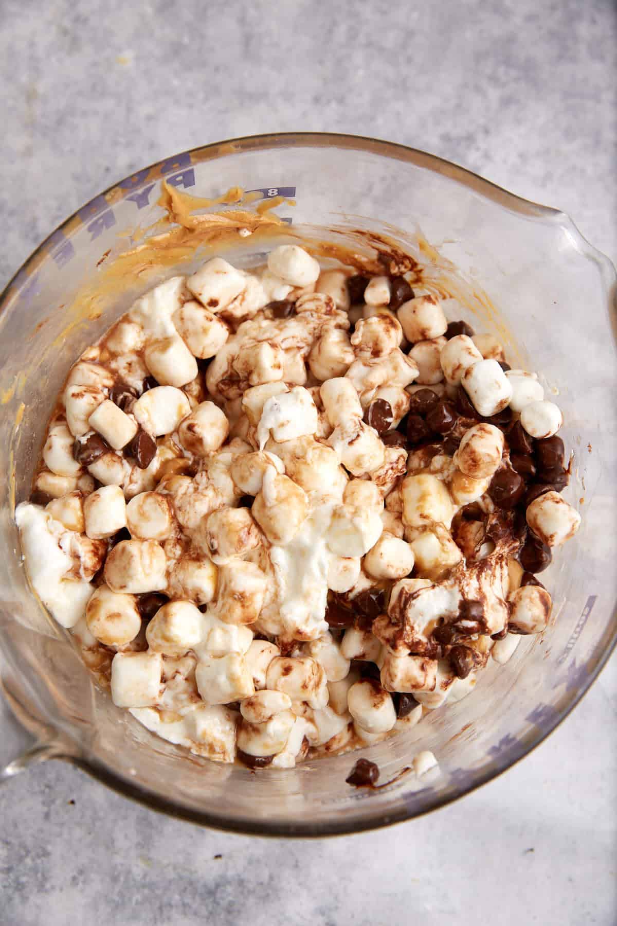 Marshmallow that are melted in a bowl.
