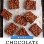 Tasty Chocolate Peanut Butter Rice Krispie Treats top view.
