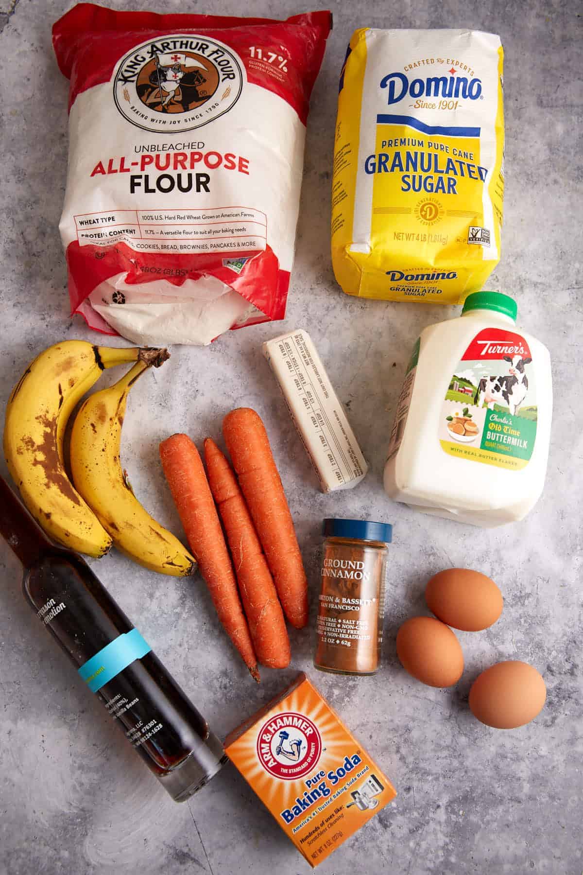 Ingredients for banana carrot cake cupcakes.