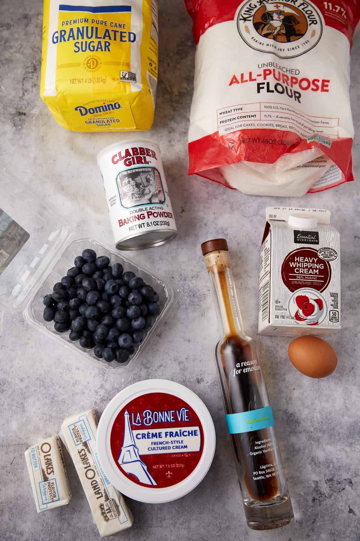 Ingredients for blueberry scones.