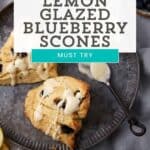 Lemon Glazed Blueberry Scones on a plate.