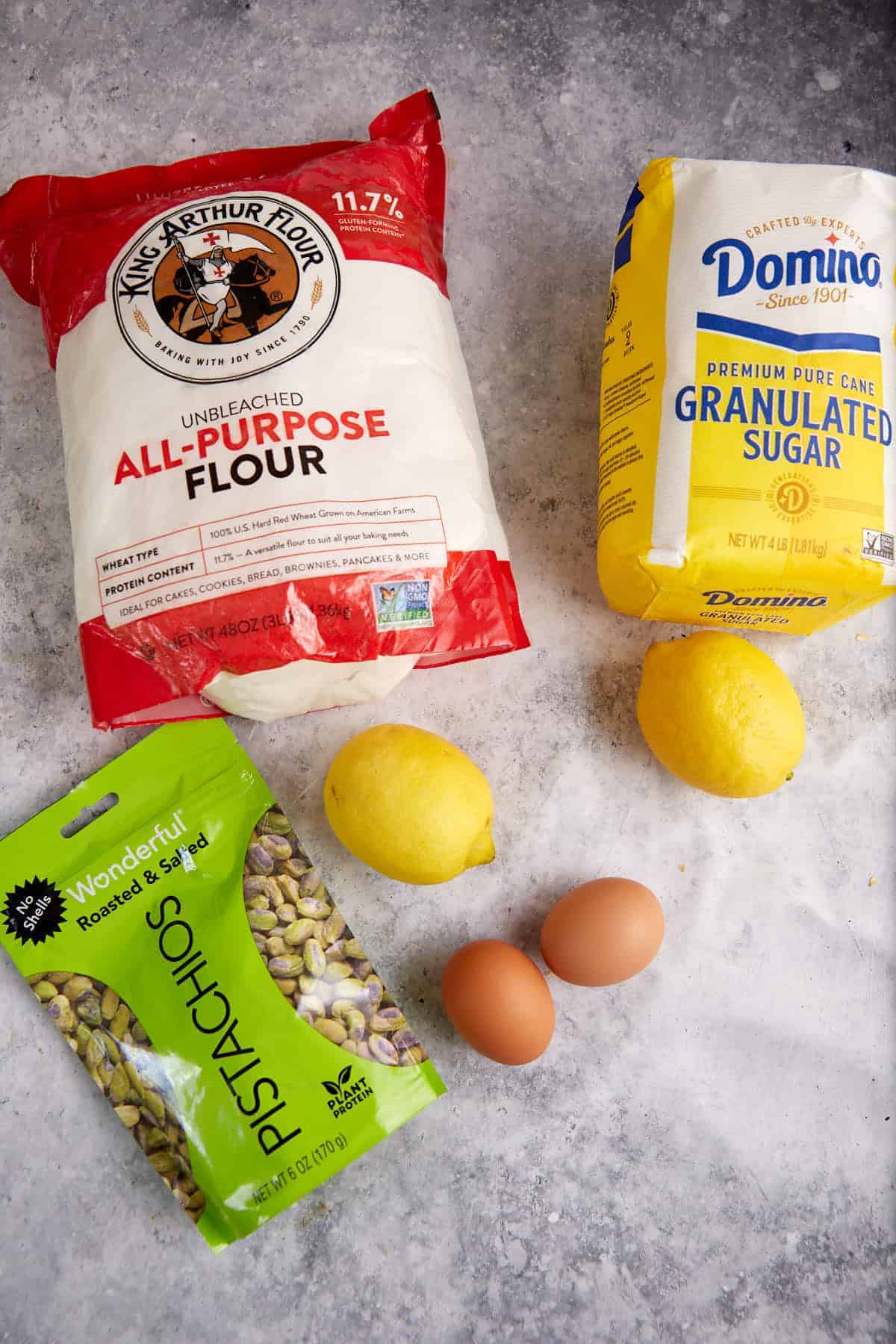 Ingredients for pistachio lemon filling.