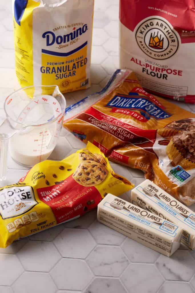 The ingredients for a cookie dough frosting.