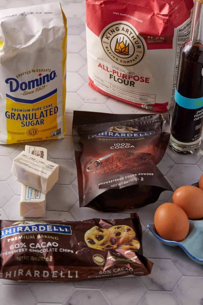 Ingredients for the brownie base.