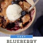 Blueberry Self-Saucing Pudding Cake with ice cream.