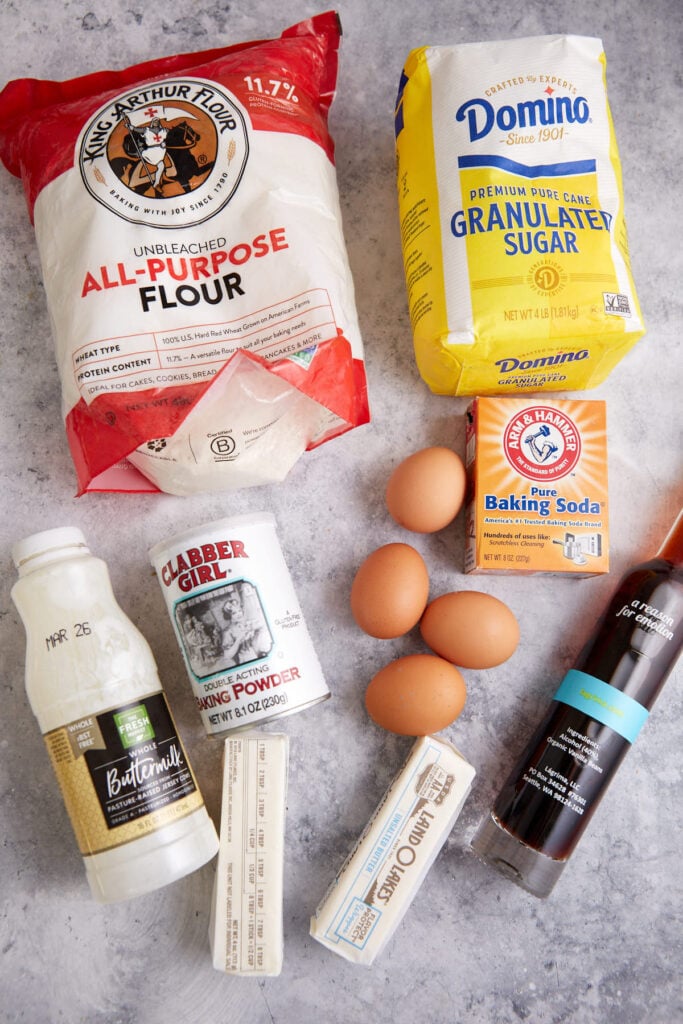The ingredients for a butter cake.