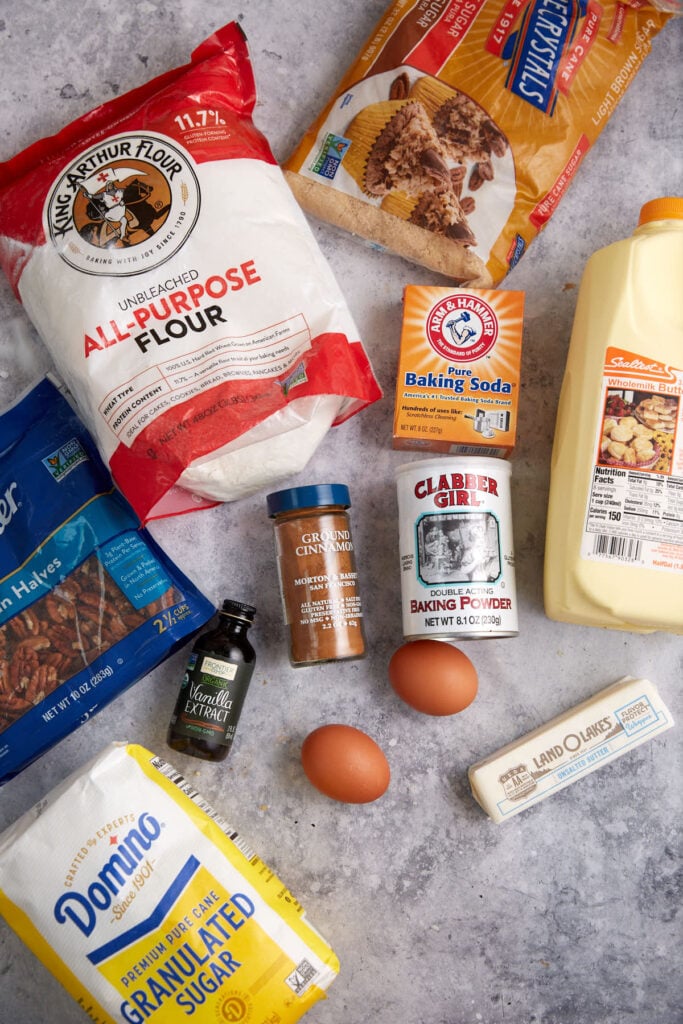 The ingredients you need for the cinnamon swirl bread.