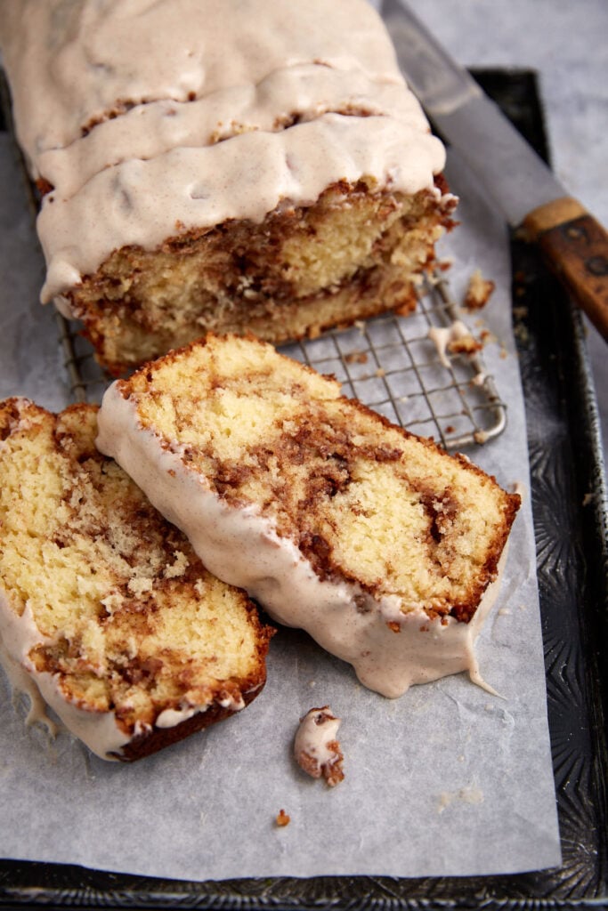 Slices of cinnamon swirl bread.