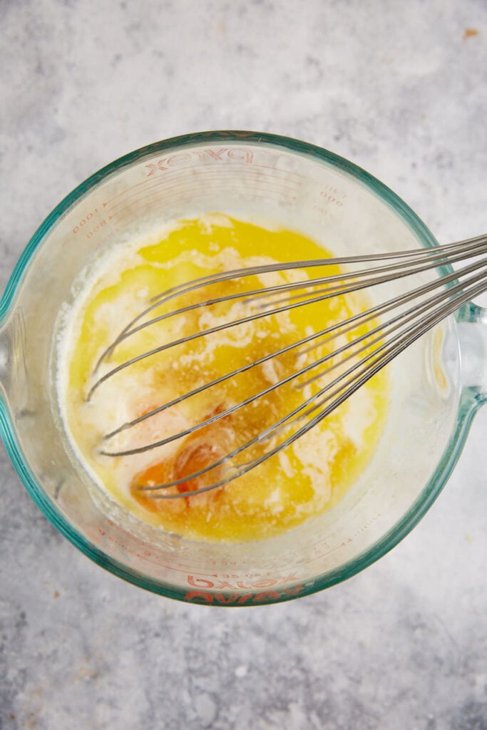 The wet ingredients in a bowl.