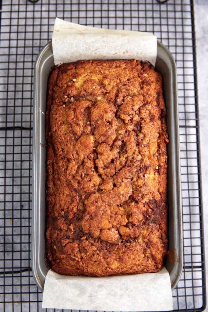 A baked loaf of cinnamon swirl bead.
