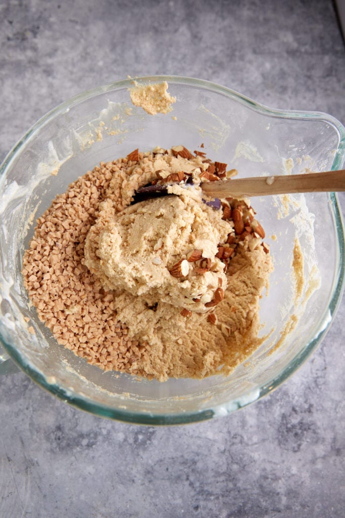 Almonds added to the cookie dough.