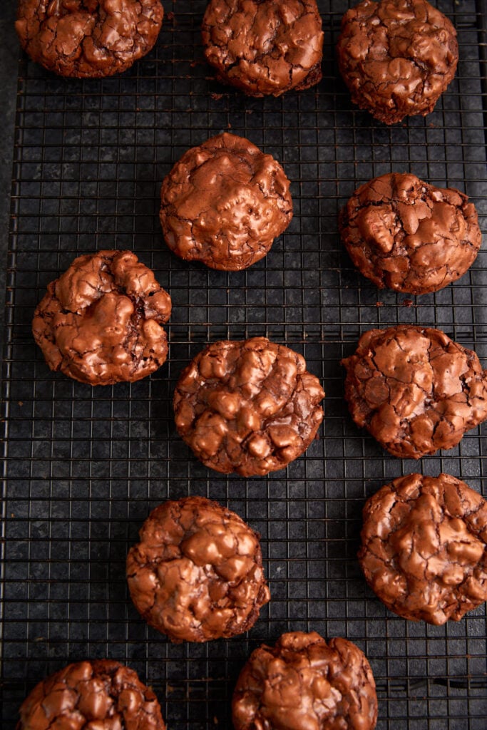 A rack of chocolate chunk cookies.