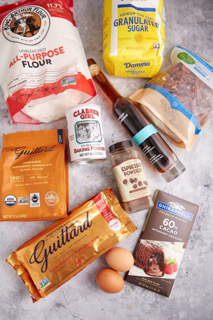The ingredients to make chocolate chunk cookies.