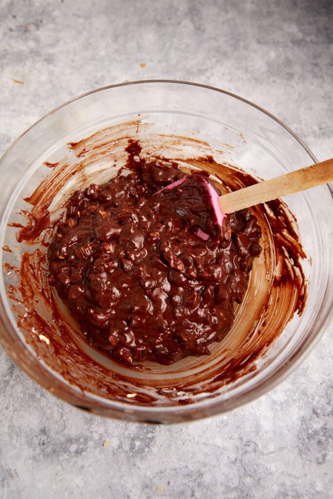 Chocolate chips and pecans added to the cookie dough.