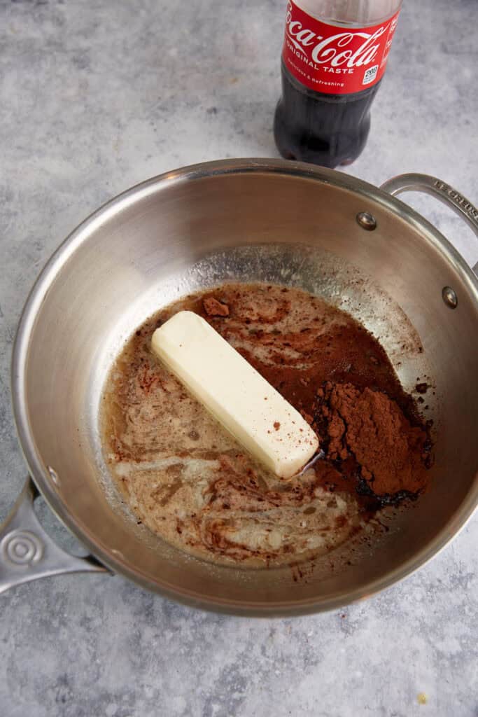 A saucepan with butter and cocoa.