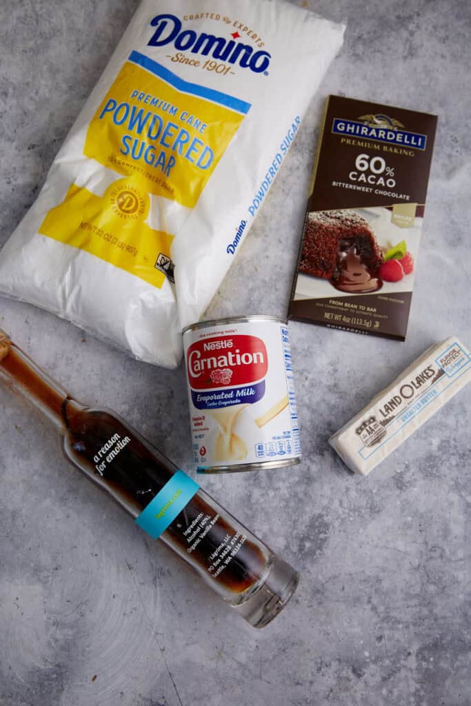 Ingredients to make frosting.
