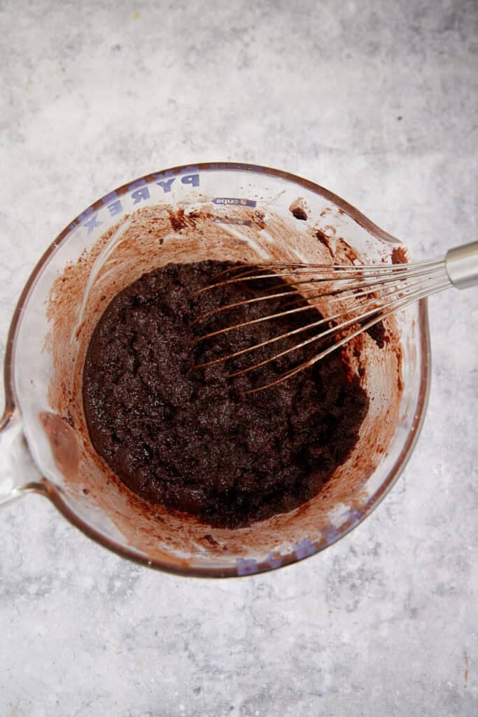 eggs added to brownie batter.