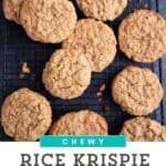 Rice Krispie Oatmeal Cookies on baking rack.