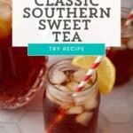 Southern Sweet Tea in a mason jar glass.