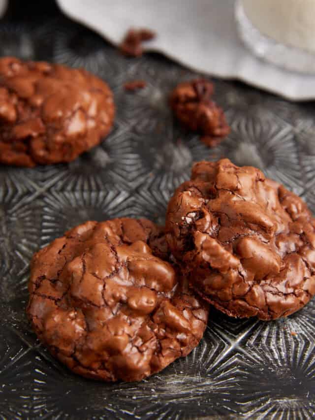 A tray with chocolate cookies.