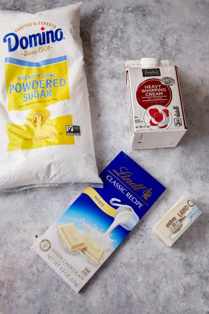 The ingredients for a white chocolate glaze. 