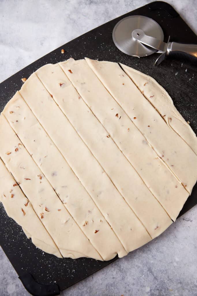 Pie crust cut into strips.