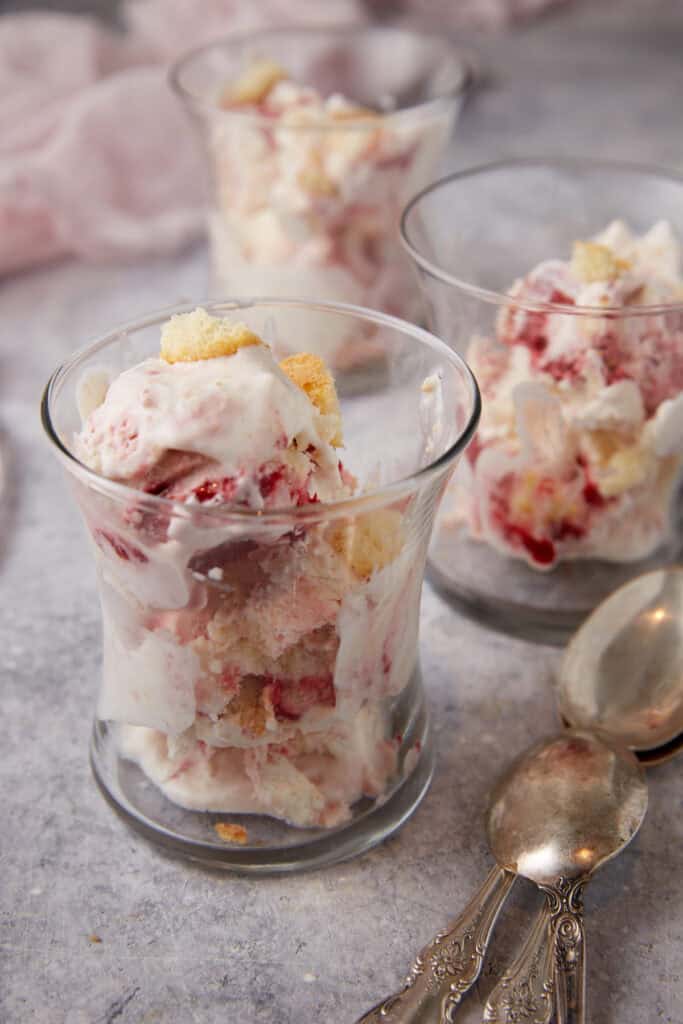 Strawberry trifle in glasses.