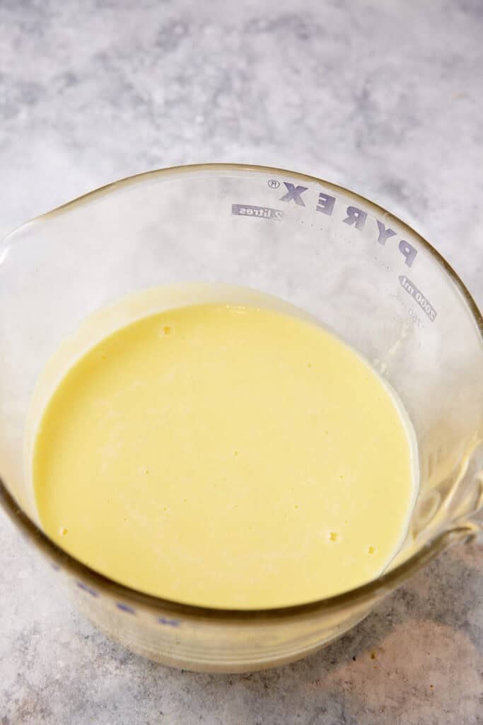 Cooked custard in a bowl.