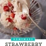Strawberry Ice Cream in a glass bowl.