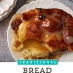 Classic Bread Pudding on a plate.