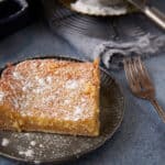 an individual portion of paula deens butter cake.