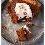 Bourbon Chocolate Ganache Pecan Pie on plate.