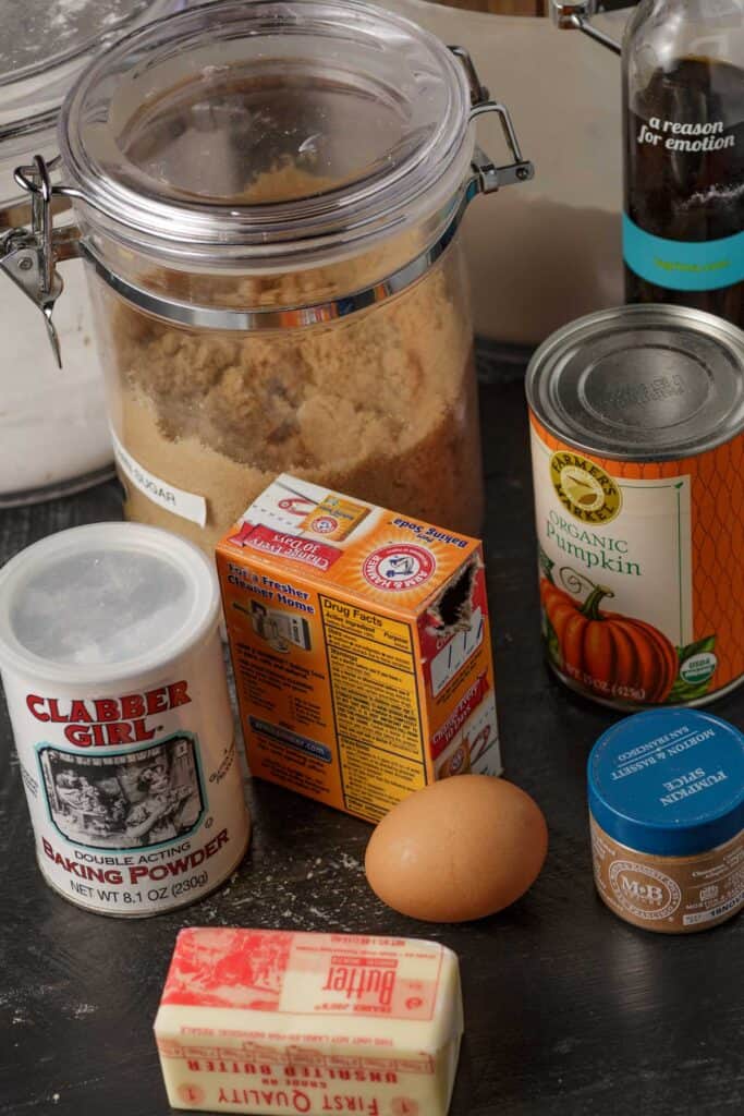 The ingredients for pumpkin frosted cookies.