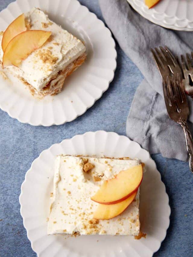 Two servings of peach icebox cake.