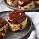 Chocolate chip biscuits on a plate.