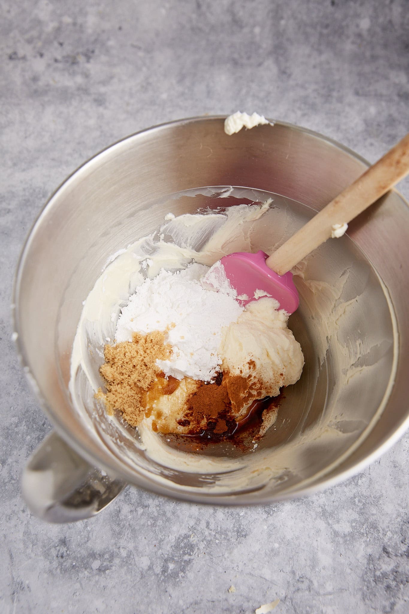 The frosting ingredients in a bowl.