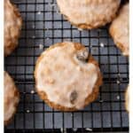 Iced Oatmeal Cookies on cooling rack.