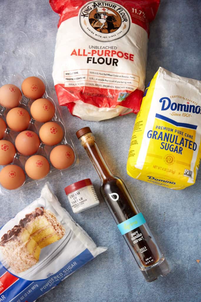 Ingredients for an angel food cake.