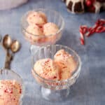Bowl so scooped peppermint ice cream.