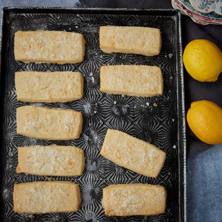 Rows of lemon shortbread.