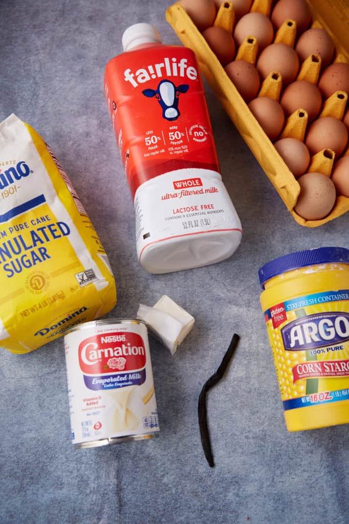 ingredients for vanilla pudding pie.