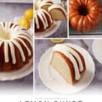 Pinterest collage with text overlay for Lemon Bundt Cake with Lemon Glaze and Lemon Cream Cheese Frosting