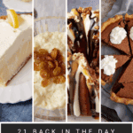 Pinterest collage with text overlay for back in the day desserts