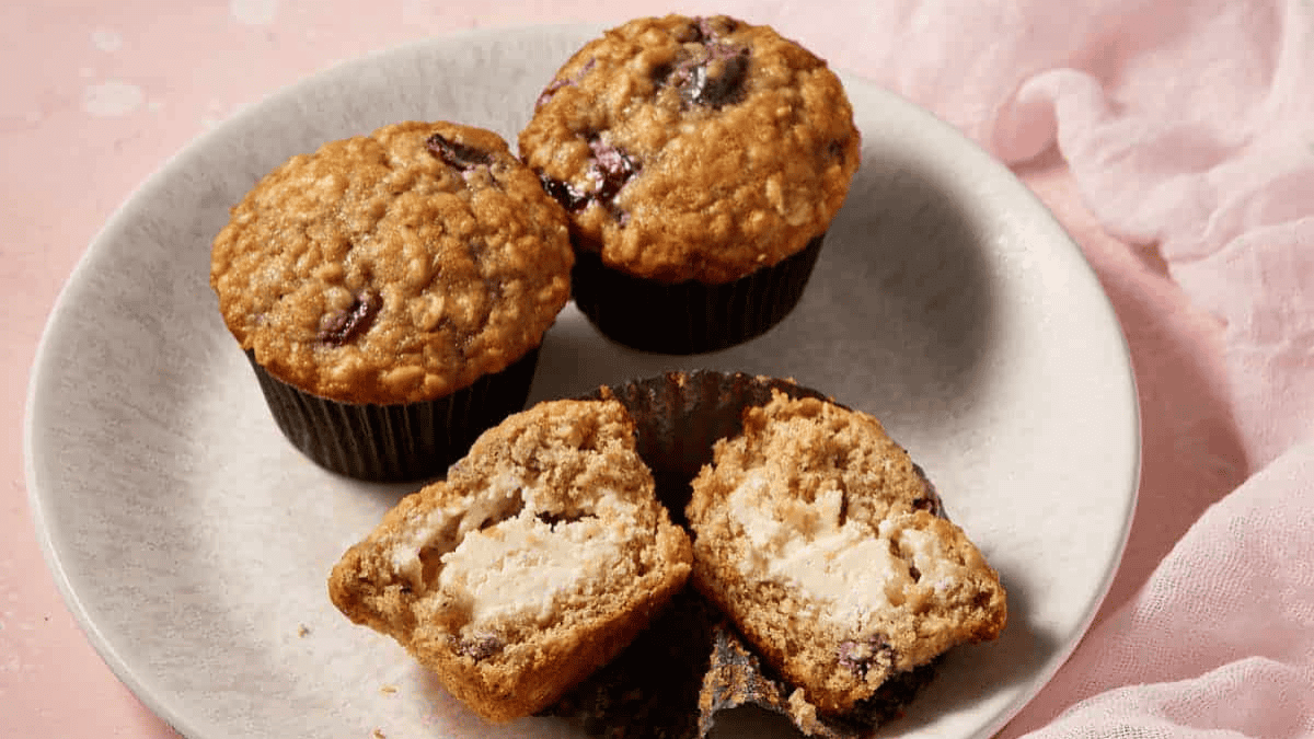 cherry muffins with cream cheese filling.