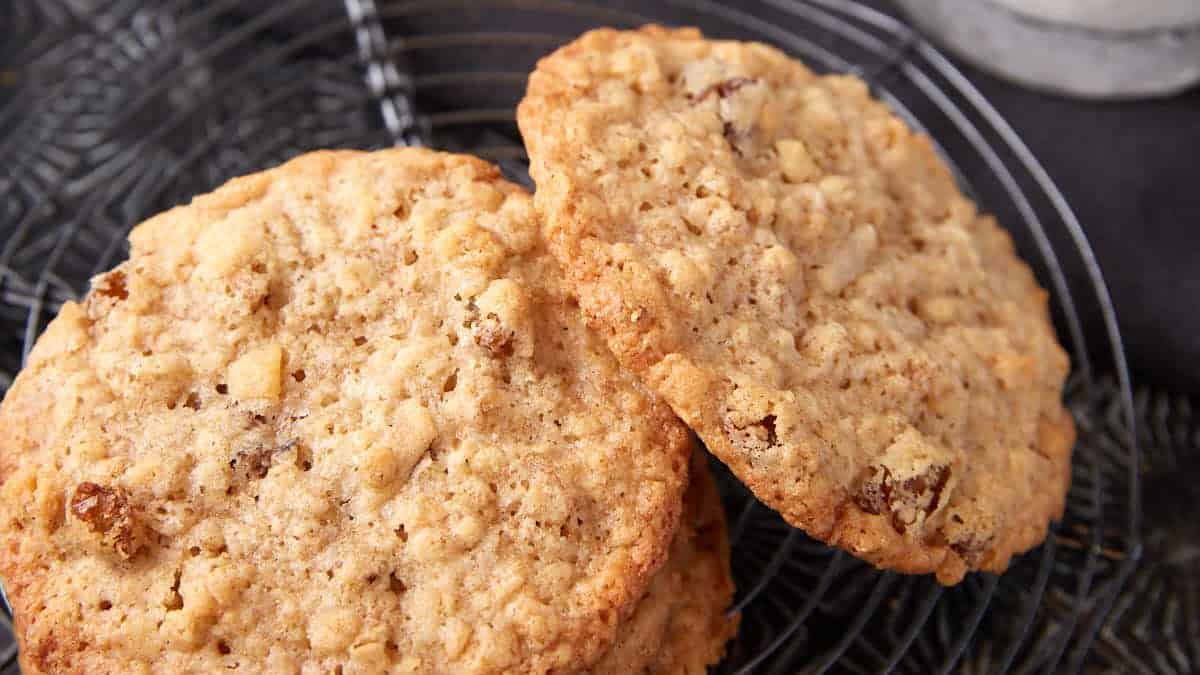 Oatmeal coconut cookies with a chewy texture.