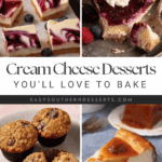 Pinterest collage with text overlay for cream cheese desserts