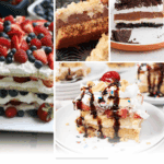 Pinterest collage with text overlay for creamy layered desserts