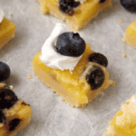 close up of mini lemon blueberry bars.