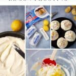 Pinterest collage with text overlay for Lemon Cream Cheese Frosting