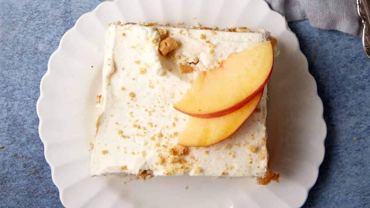 Two servings of peach icebox cake.